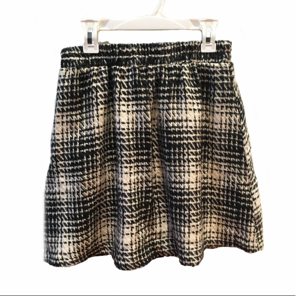 Plaid Houndstooth Knit Skirt